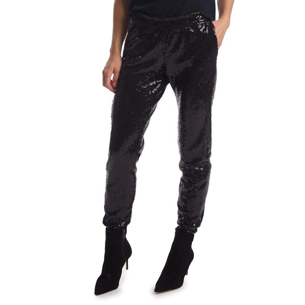 Commando Women's Black Sequined Jogger Pants Size Medium